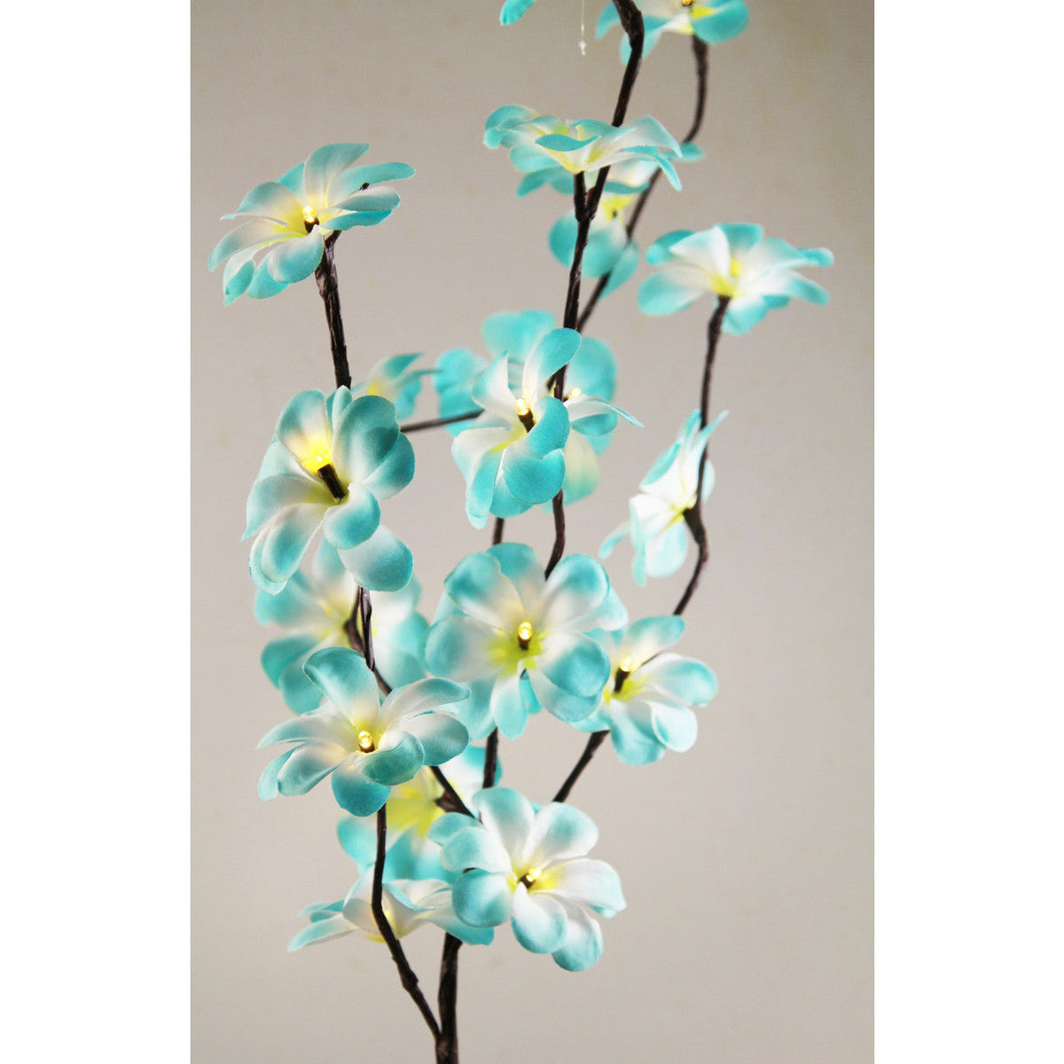 1 Set of 50cm H 20 LED Blue Frangipani Tree Branch Stem Fairy Light Wedding Event Party Function Table Vase Centrepiece Tropical Decoration