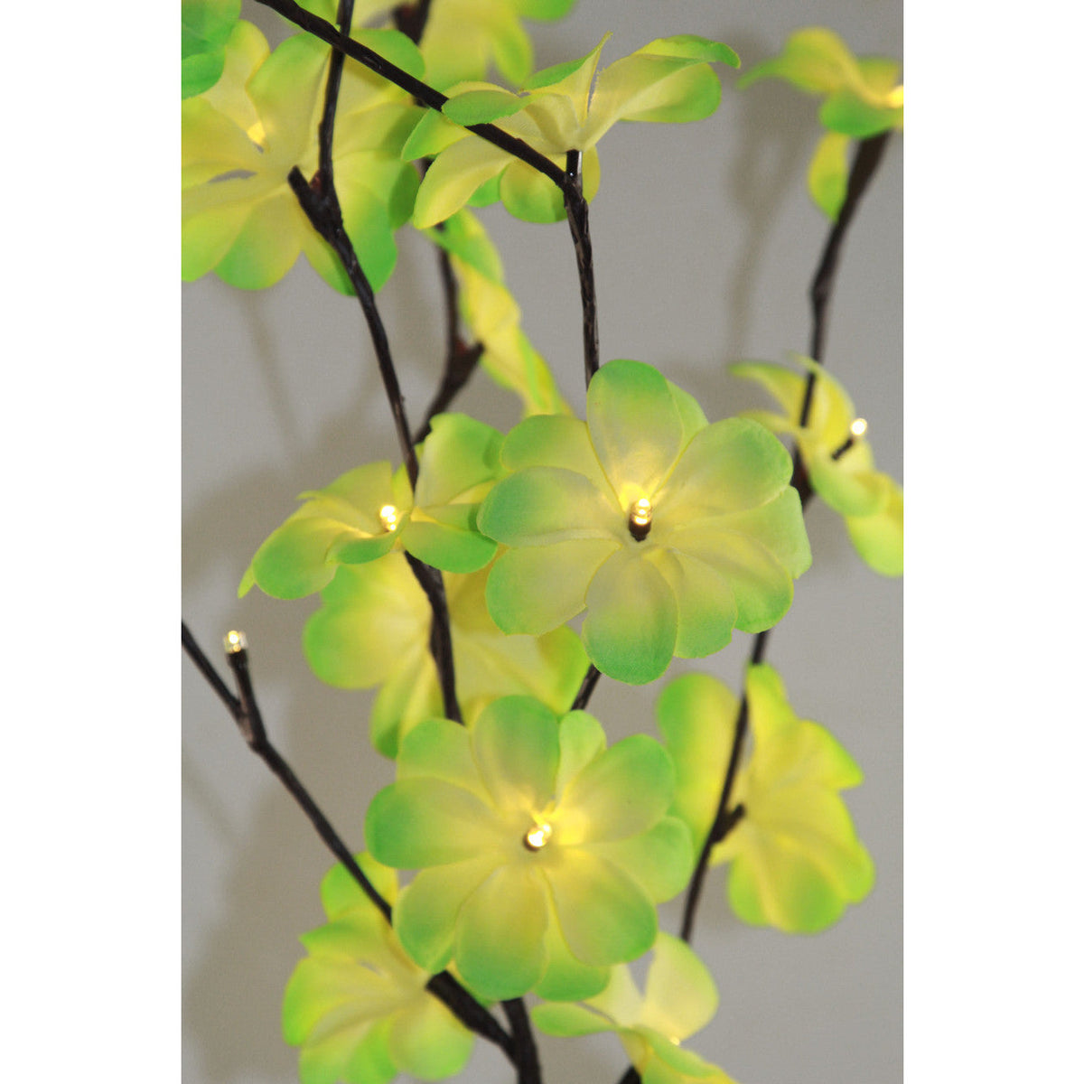 1 Set of 50cm H 20 LED Green Frangipani Tree Branch Stem Fairy Light Wedding Event Party Function Table Vase Centrepiece Tropical Decoration