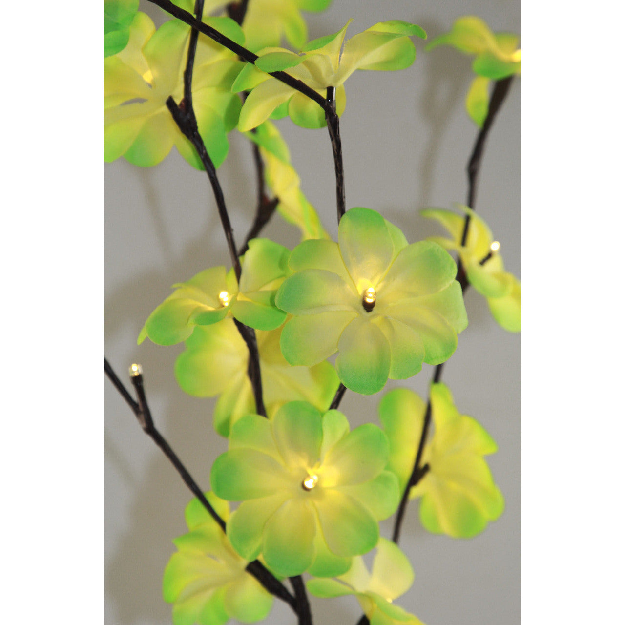 1 Set of 50cm H 20 LED Green Frangipani Tree Branch Stem Fairy Light Wedding Event Party Function Table Vase Centrepiece Tropical Decoration
