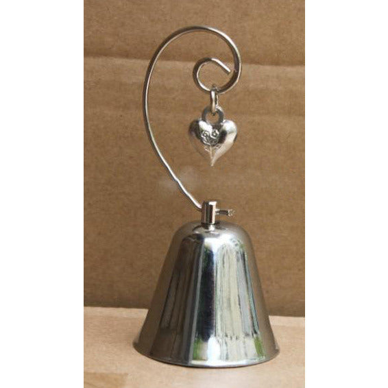 10 Pack of Silver Wedding Kissing Bell Name Card Stand Holder with Heart in Ring Bomboniere Favour Gift