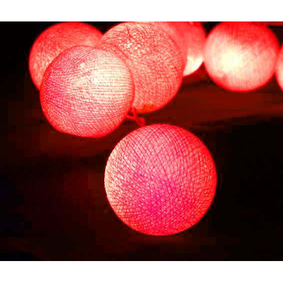 1 Set of 20 LED Red 5cm Cotton Ball Battery Powered String Lights Christmas Gift Home Wedding Party Bedroom Decoration Outdoor Indoor Table Centrepiece