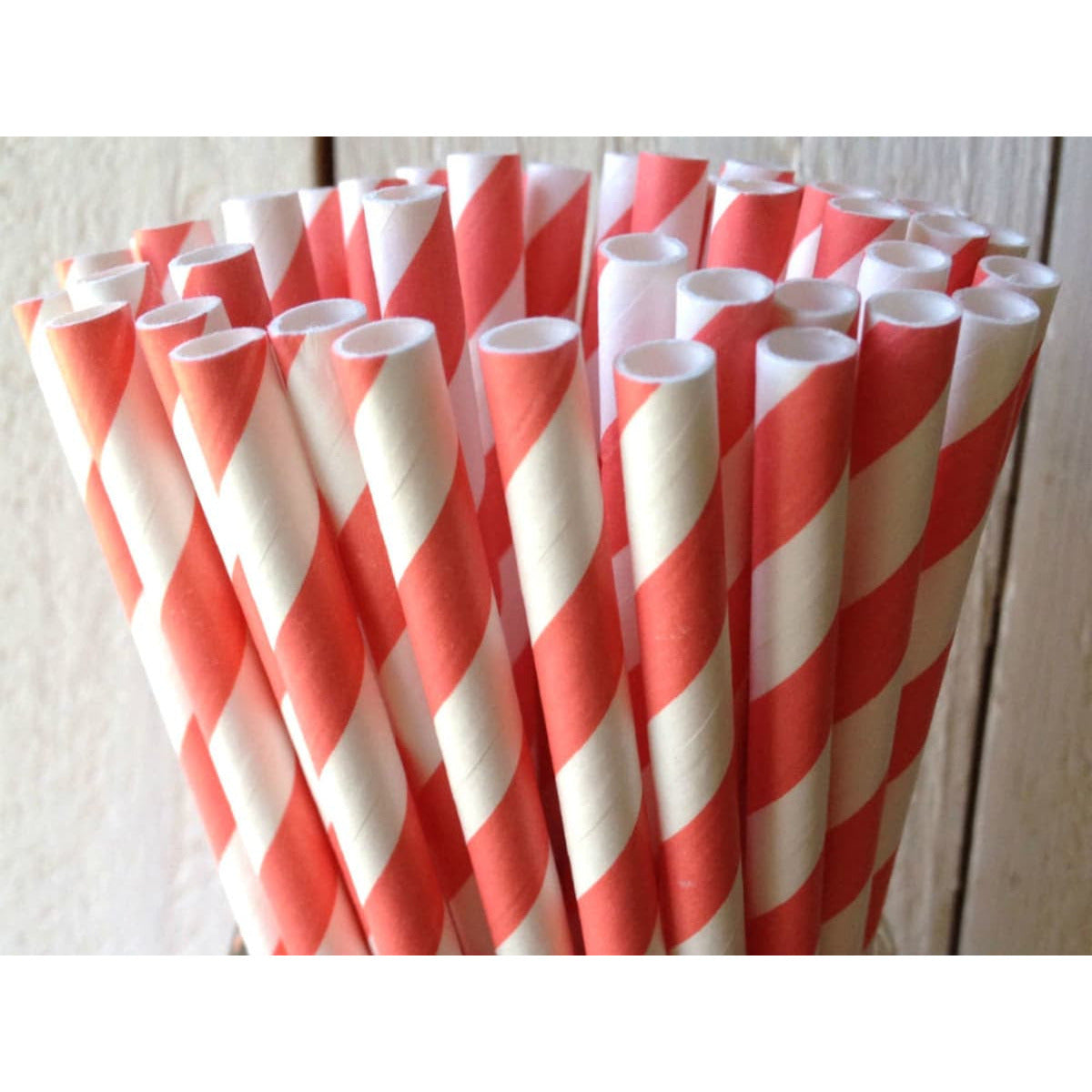 50 Pack Red White Drinking Straws Biodegradable Eco Paper Birthday Party Event Bistro Bar Cafe Take Away