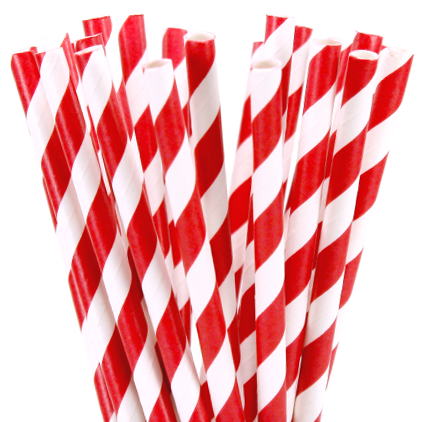 50 Pack Red White Drinking Straws Biodegradable Eco Paper Birthday Party Event Bistro Bar Cafe Take Away