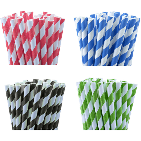 50 Pack Red White Drinking Straws Biodegradable Eco Paper Birthday Party Event Bistro Bar Cafe Take Away