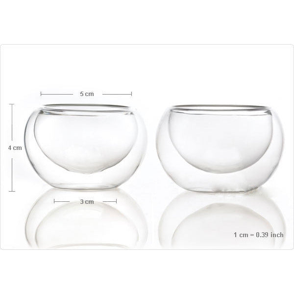 1 Set of Gongfu Chinese Ceremony Tea Set - 6 Glass cups with Infuser and Tealight Candle Pot Warmer