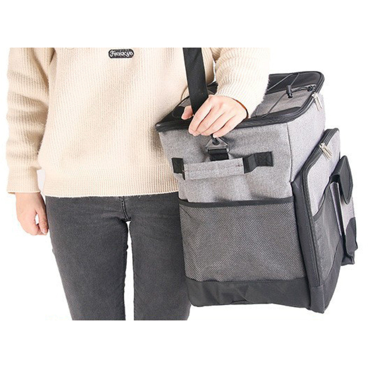 Cooler Picnic Bag Trolley Thermally Insulated - 36L - 60 cans - Grey - Drinks Food Cool Bag Rainproof