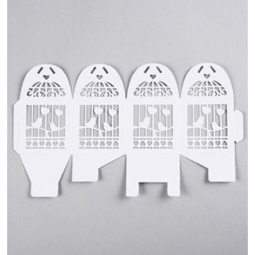 White Dove Bird Heart Wedding Bomboniere Favor Lolly Gift Card Box - 10 Pack