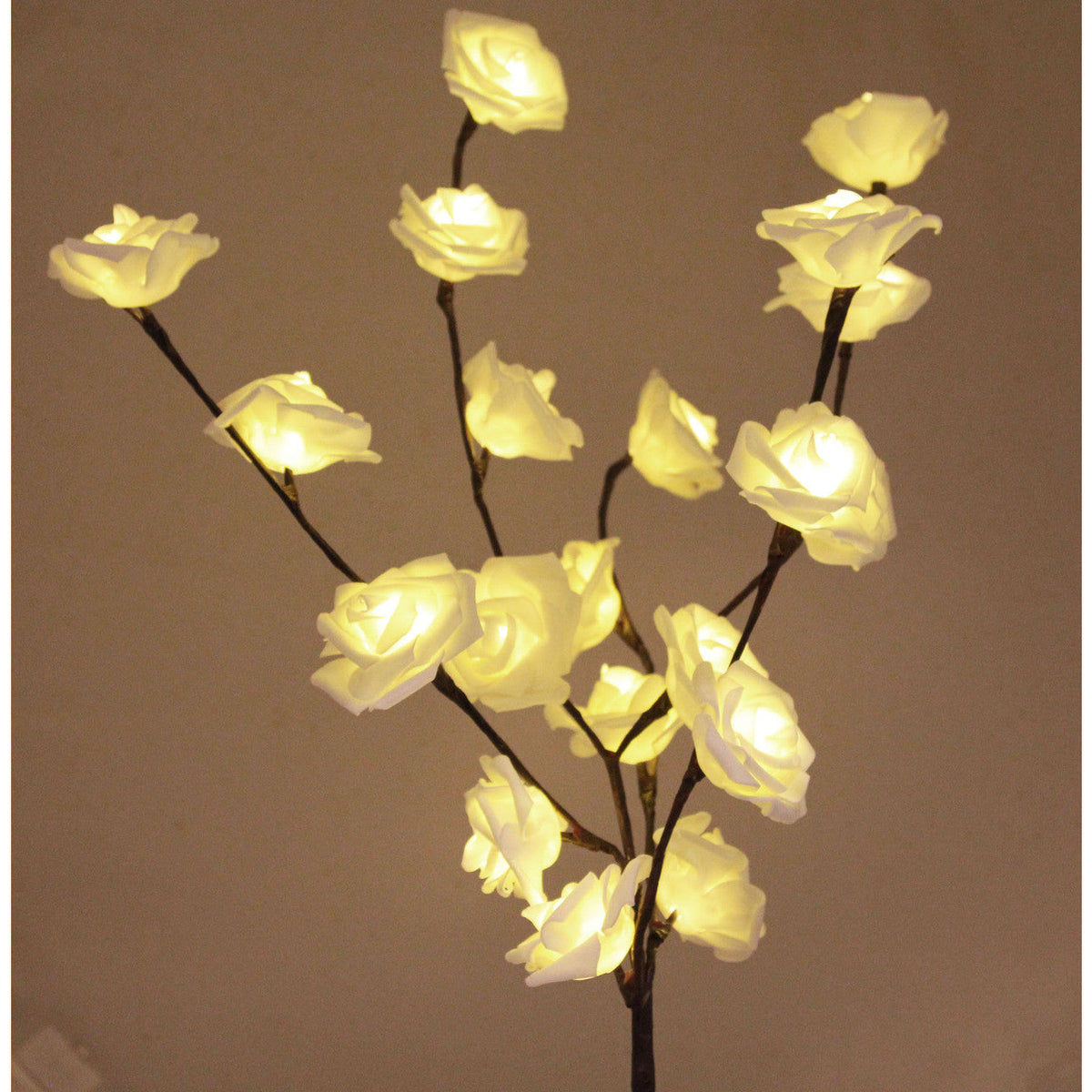 1 Set of 50cm H 20 LED White Rose Tree Branch Stem Fairy Light Wedding Event Party Function Table Vase Centrepiece Decoration