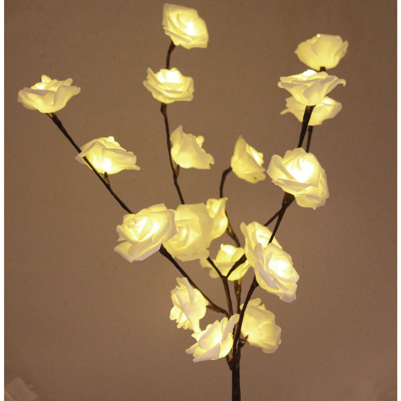 1 Set of 50cm H 20 LED White Rose Tree Branch Stem Fairy Light Wedding Event Party Function Table Vase Centrepiece Decoration