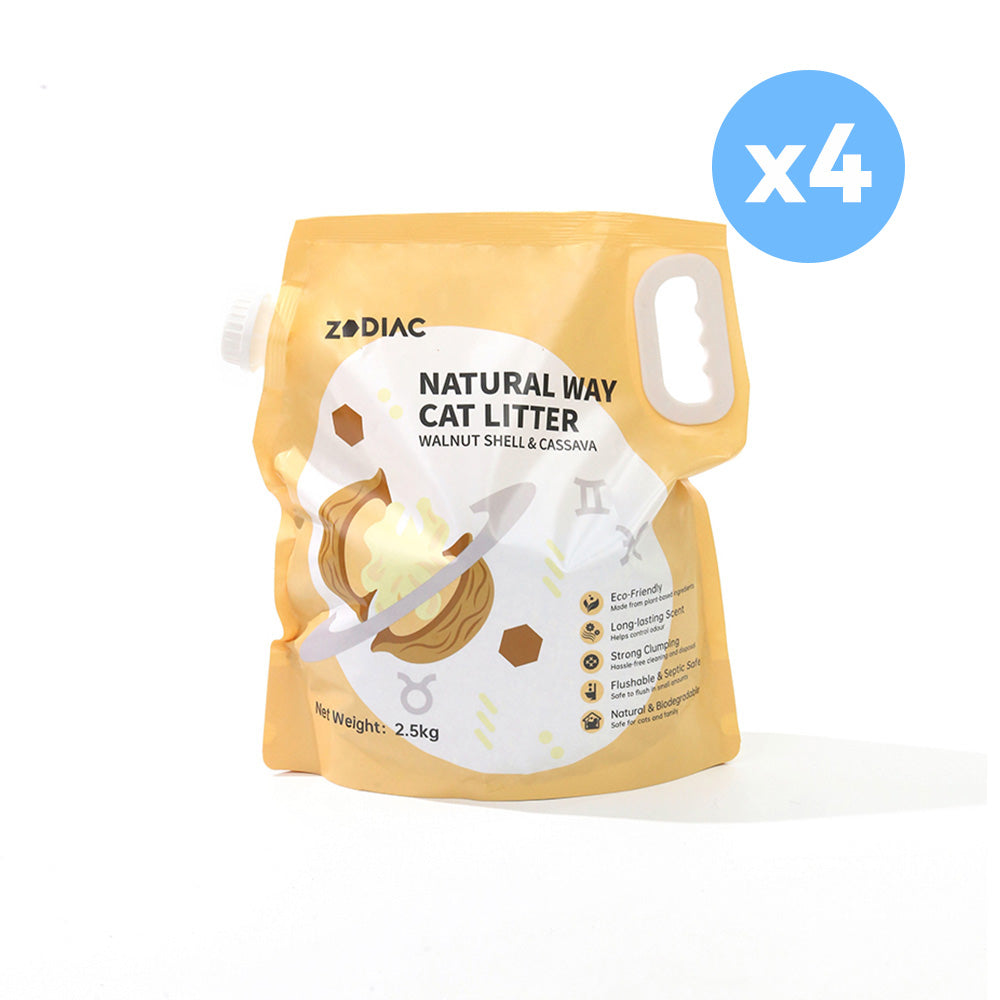 ZODIAC Natural Way Walnut Shell &amp; Cassava Cat Litter 2.5Kgx4