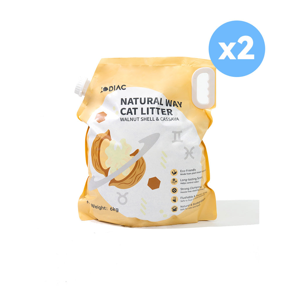 ZODIAC Natural Way Walnut Shell &amp; Cassava Cat Litter 6Kgx2