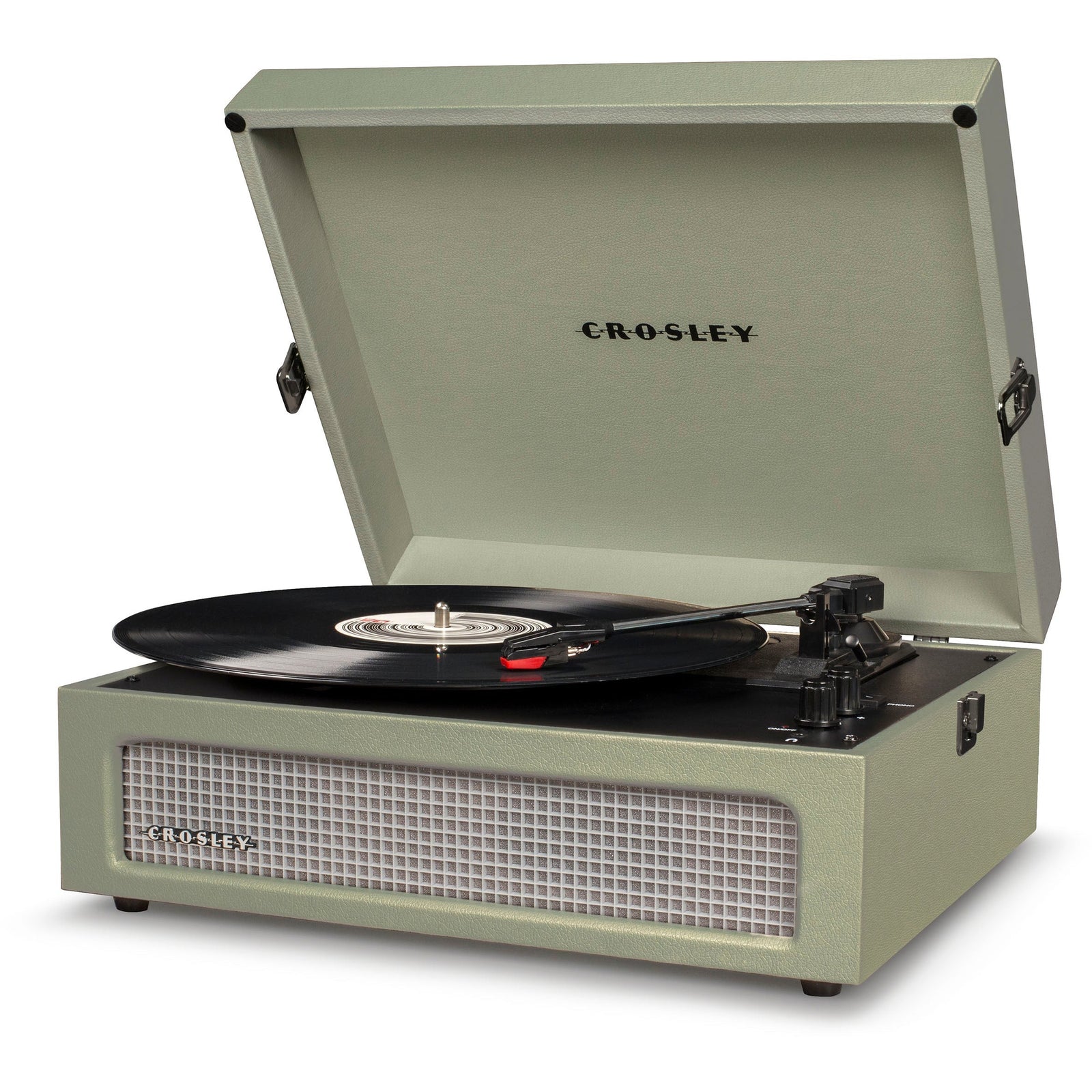 Crosley Voyager Bluetooth Portable Turntable - Sage + Bundled Majority D40 Bluetooth Speakers - Black