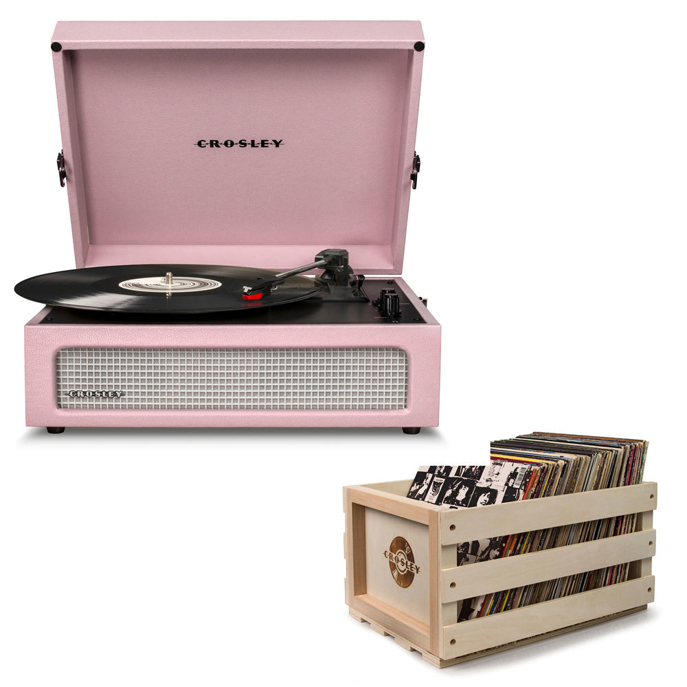Crosley Voyager Amethyst - Bluetooth Portable Turntable  &amp; Record Storage Crate