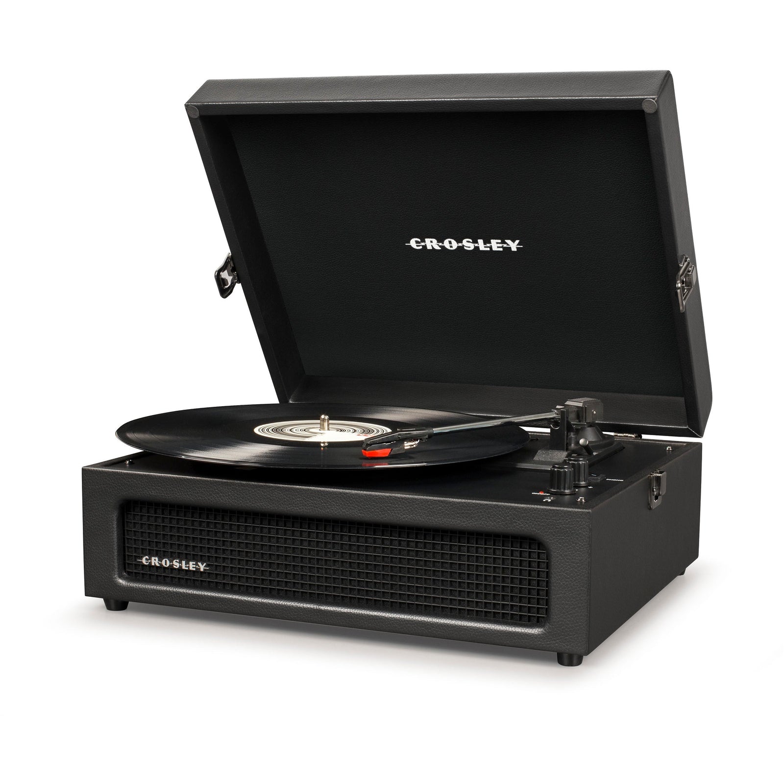 Crosley Voyager Bluetooth Portable Turntable - Black + Bundled Crosley Record Storage Display Stand