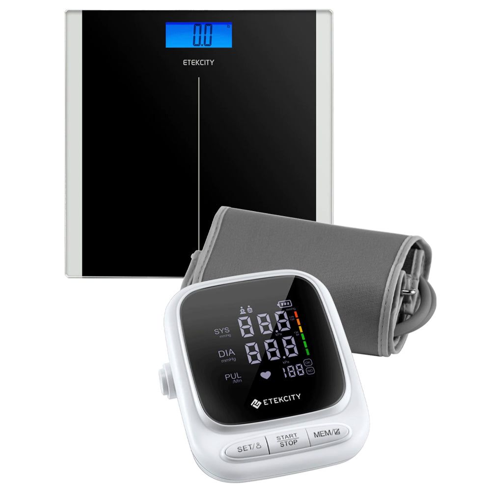 Etekcity Digital Body Weight Bathroom Scale - Black &amp; Etekcity Smart Blood Pressure Monitor - White Bundle