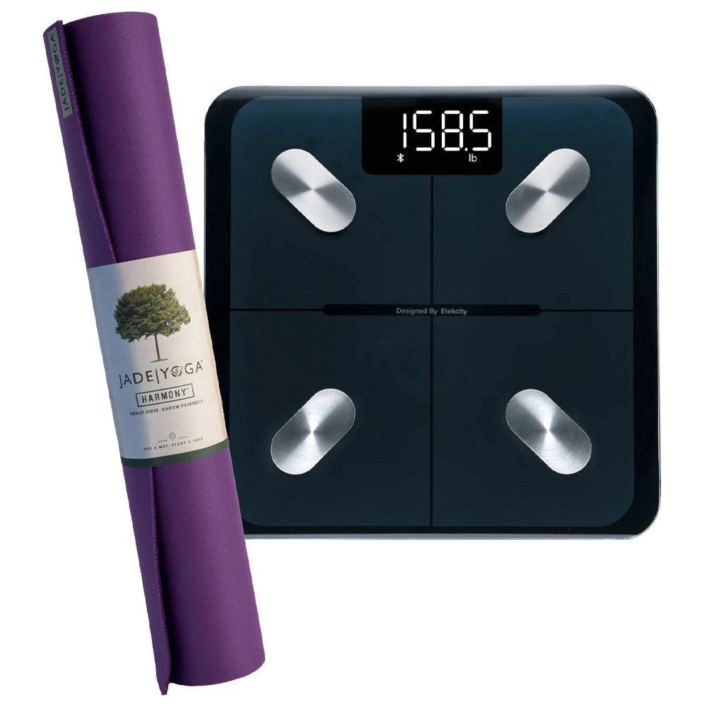 Jade Yoga Harmony Mat - Purple &amp; Etekcity Scale for Body Weight and Fat Percentage - Black Bundle