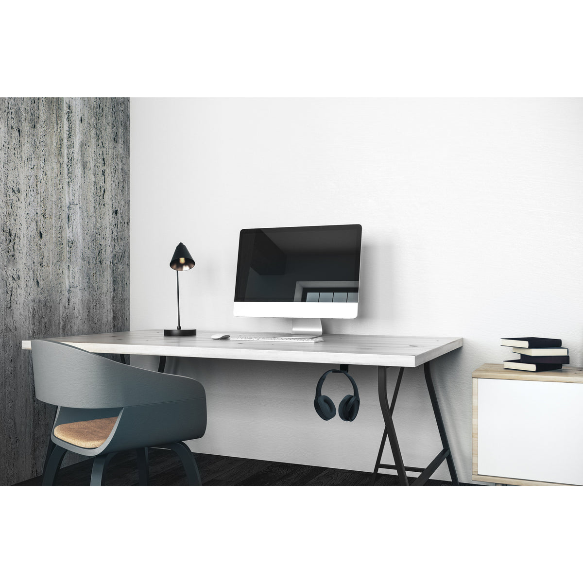 Kanto HH Universal Under Desk Headphone Hook, Black