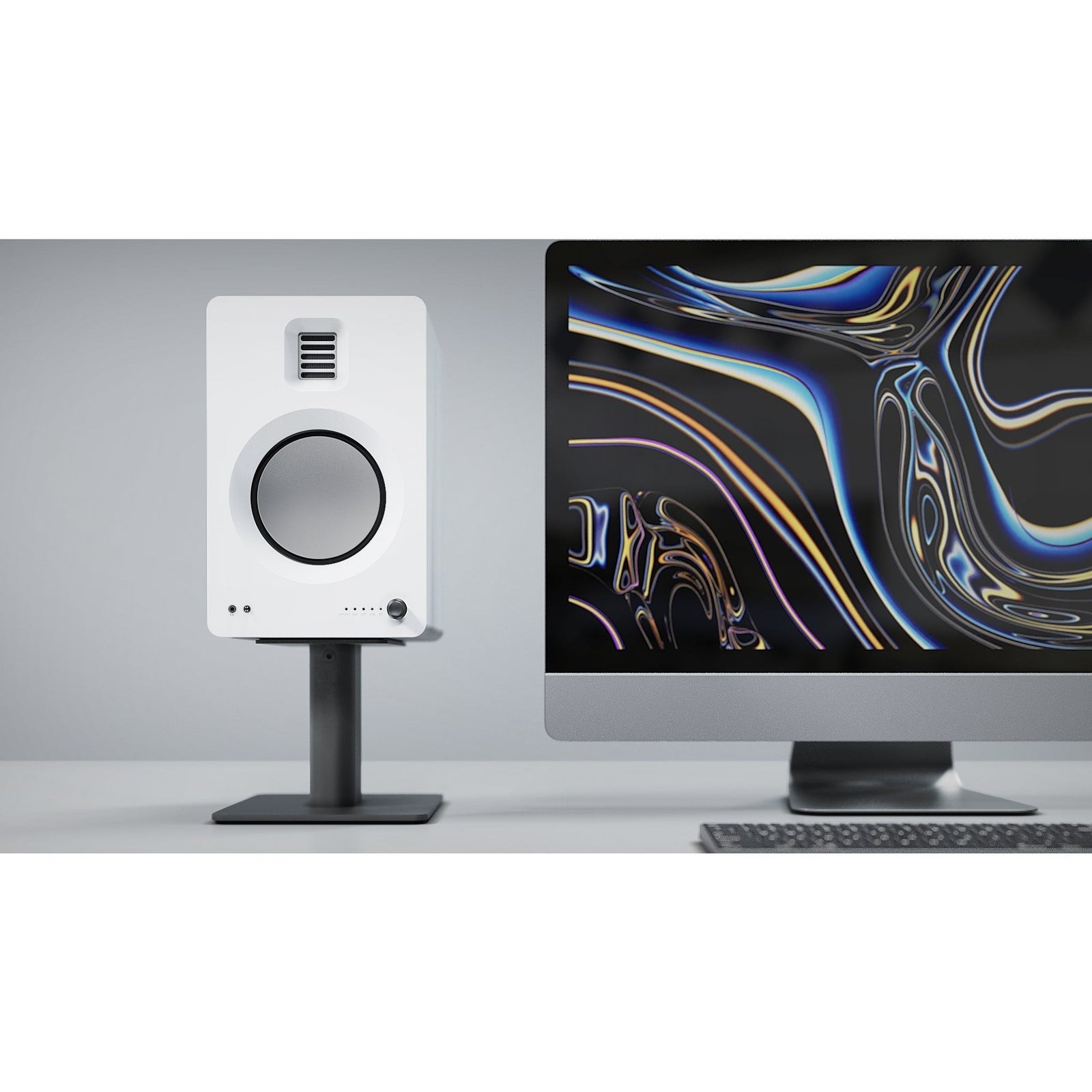 Kanto TUK 260W Powered Bookshelf Speakers with Headphone Out, USB Input, Dedicated Phono Pre-amp, Bluetooth - Pair, Matte White