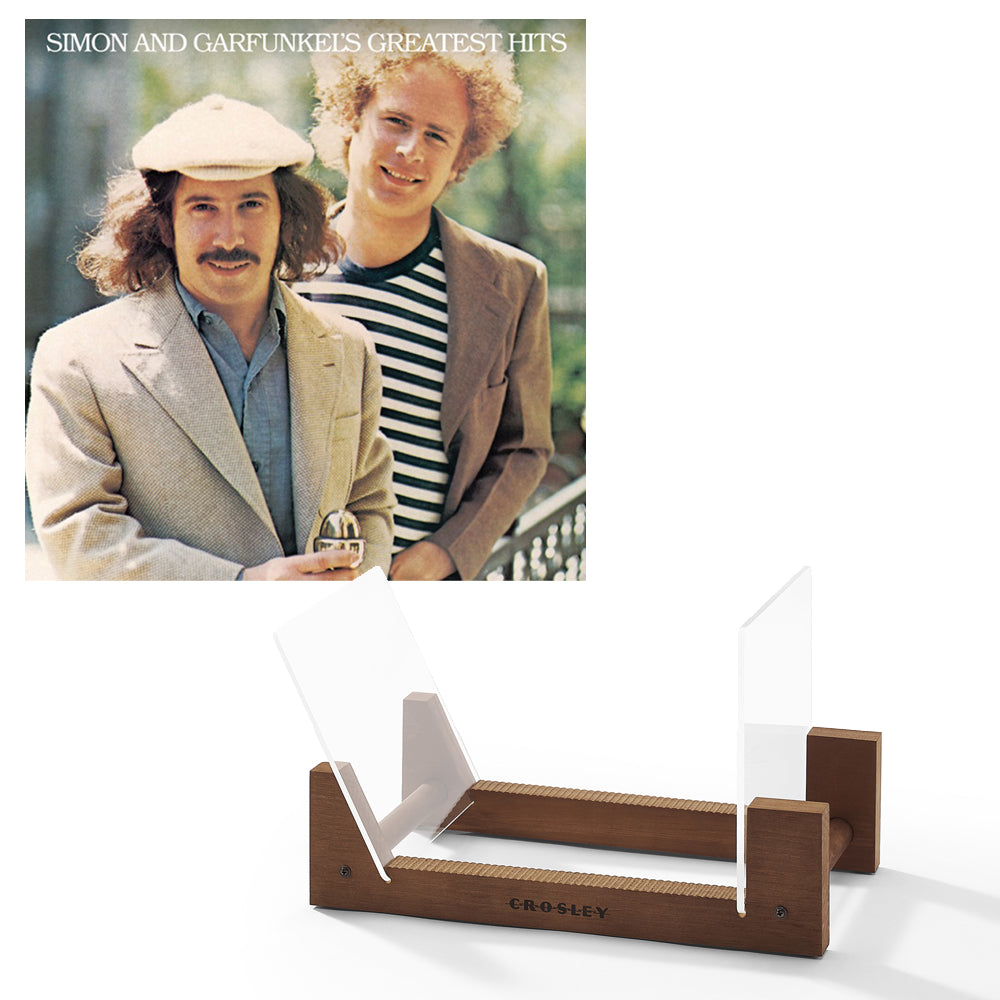 Simon &amp; Garfunkel Greatest Hits Vinyl Album &amp; Crosley Record Storage Display Stand