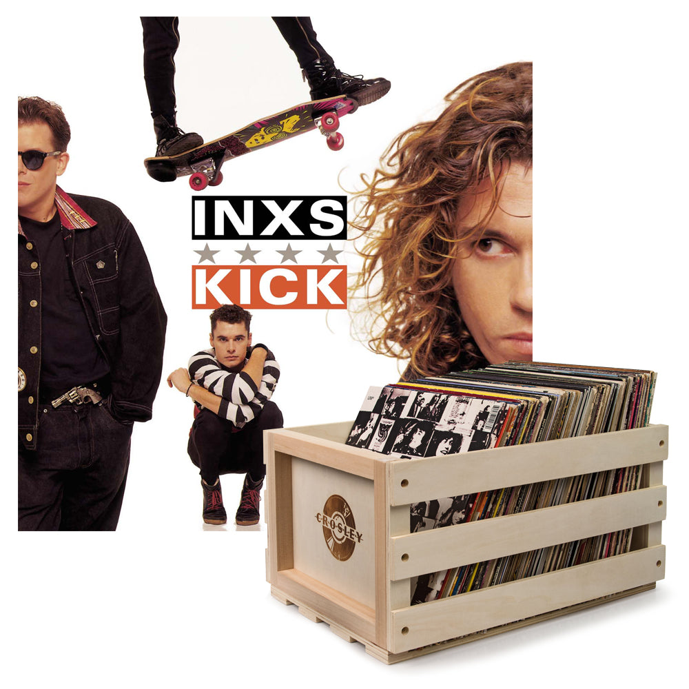 Crosley Record Storage Crate &amp;  Inxs Kick - Vinyl Album Bundle