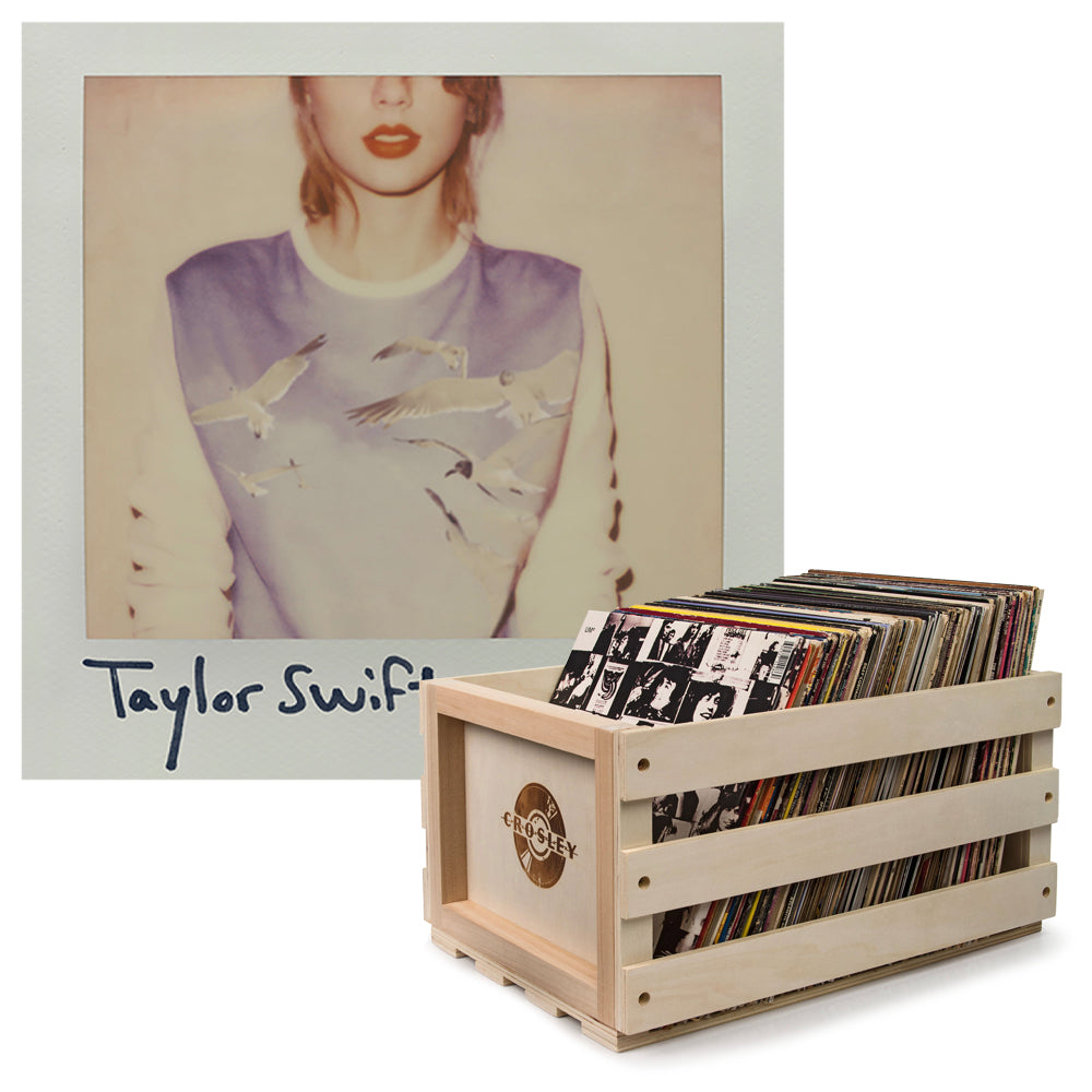 Crosley Record Storage Crate &amp; Taylor Swift 1989 - Double Vinyl Album Bundle