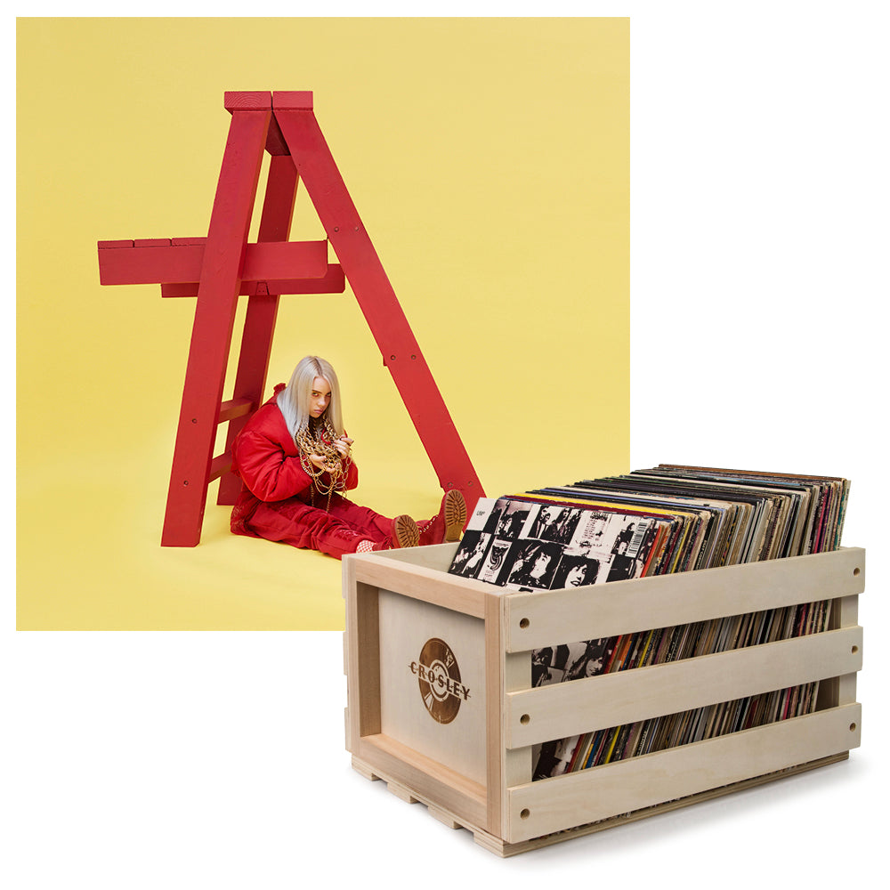 Crosley Record Storage Crate &amp; Billie Eilish - Don'T Smile At Me - Vinyl Album Bundle