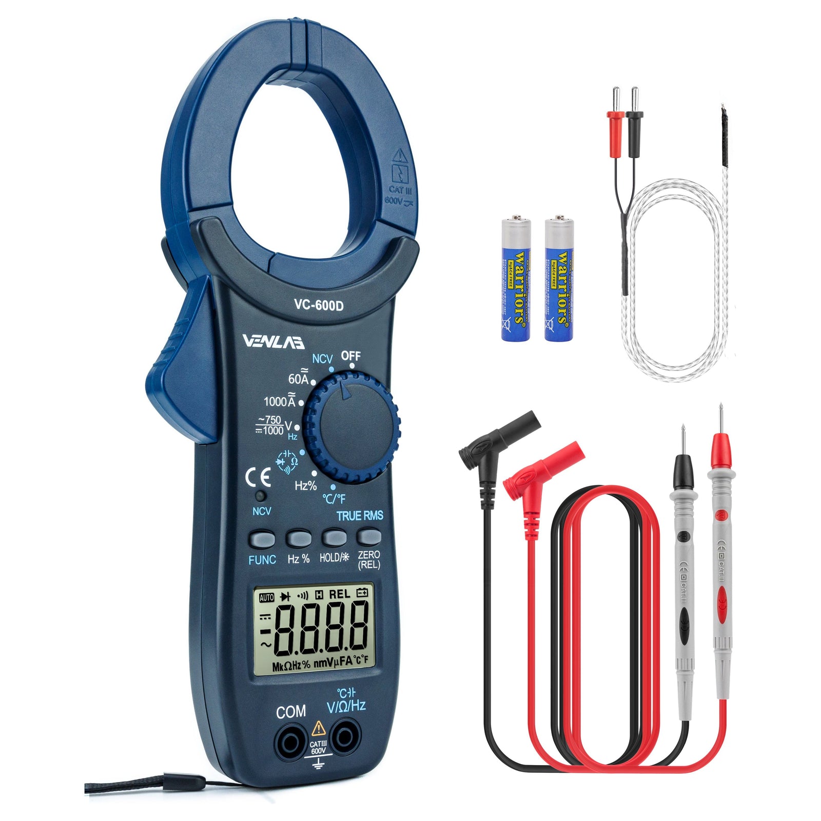 VENLAB Digital Clamp Meter 1000A T-RMS 6000 Counts AC/DC Current Multimeter