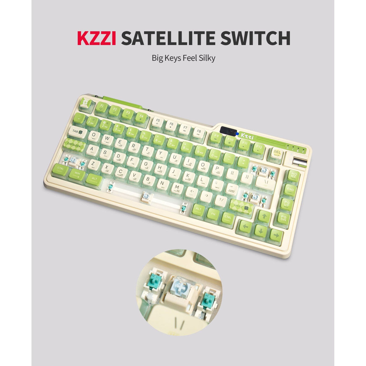 KZZI K75 PRO RGB 75% Wireless Gasket Mechanical Night Grey Keyboard, Triple Mode, Eternity Tactile Switch