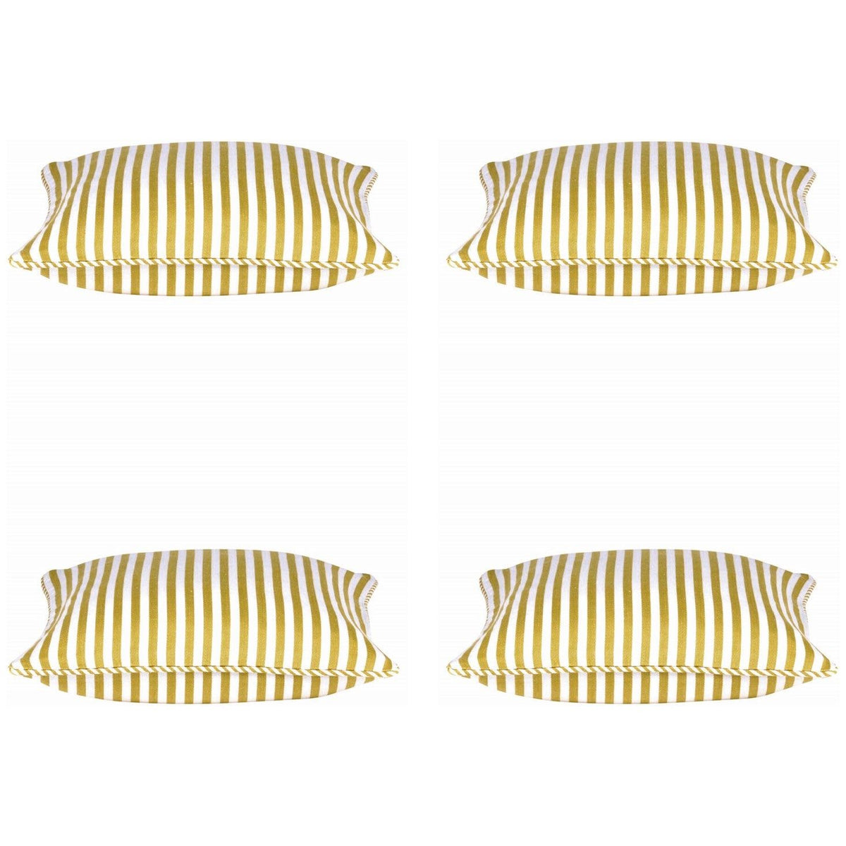 Pack of 4 Dandi Mustard Yellow &amp; White Striped Square Cushion Covers 40x40cm