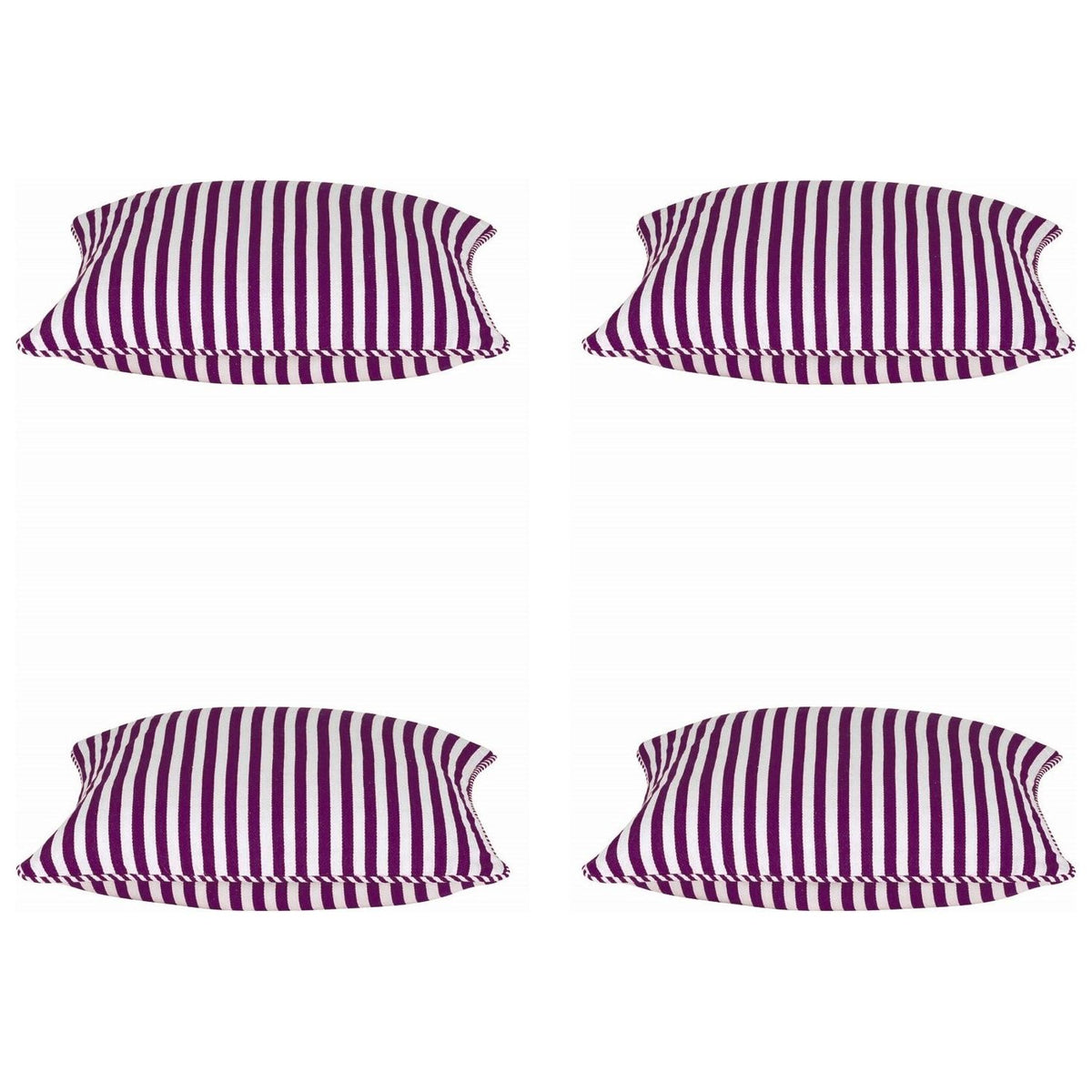 Pack of 4 Dandi Fuchsia Plum Purple &amp; White Striped Square Cushion Covers 40x40cm