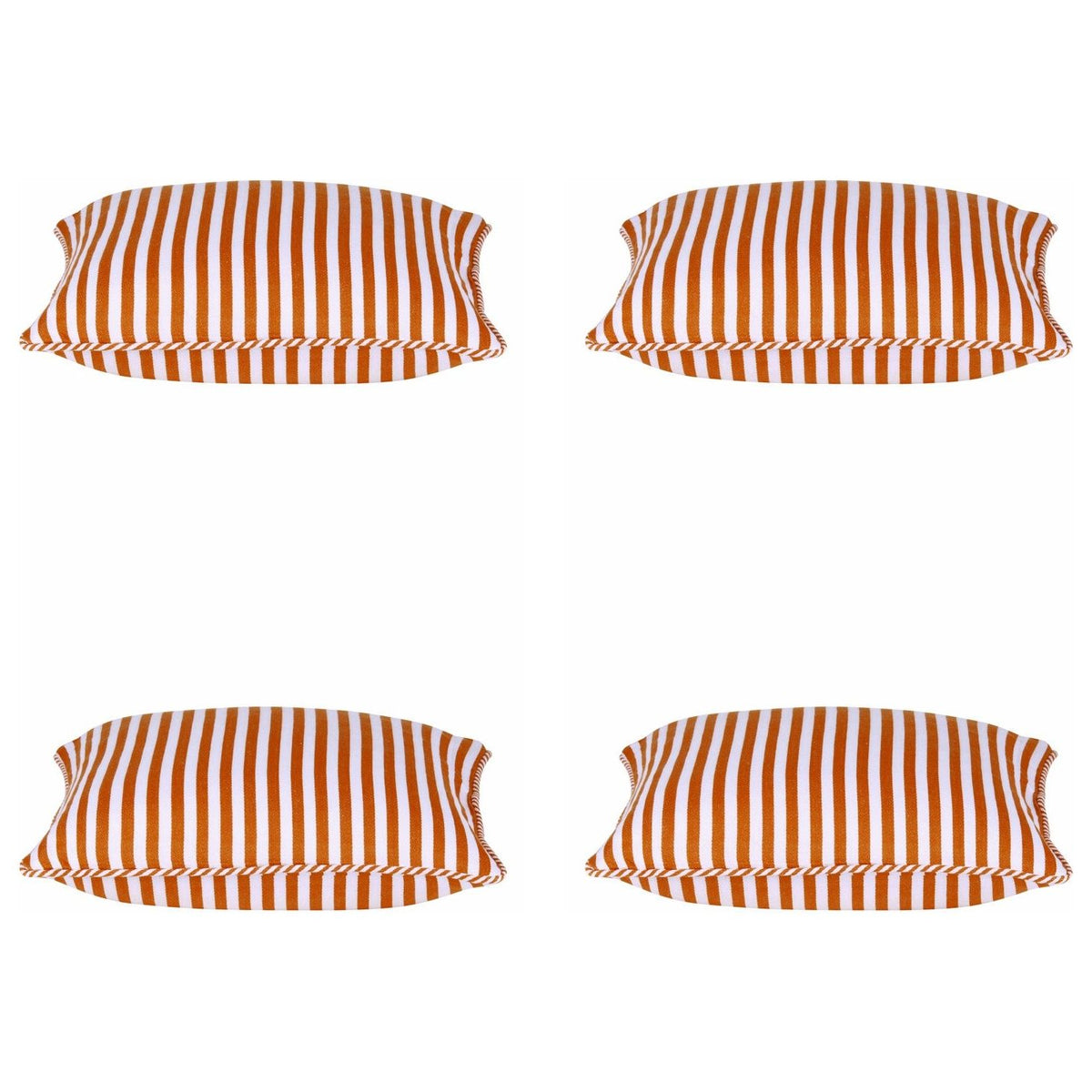 Pack of 4 Dandi Orange &amp; White Striped Nautical Cushion Covers 40x40cm