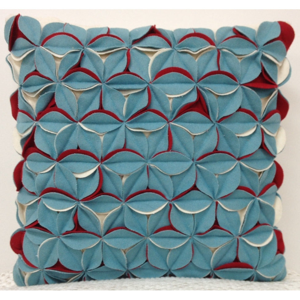 Amelie Aqua Blue &amp; Red 3D Texture Cushion Cover