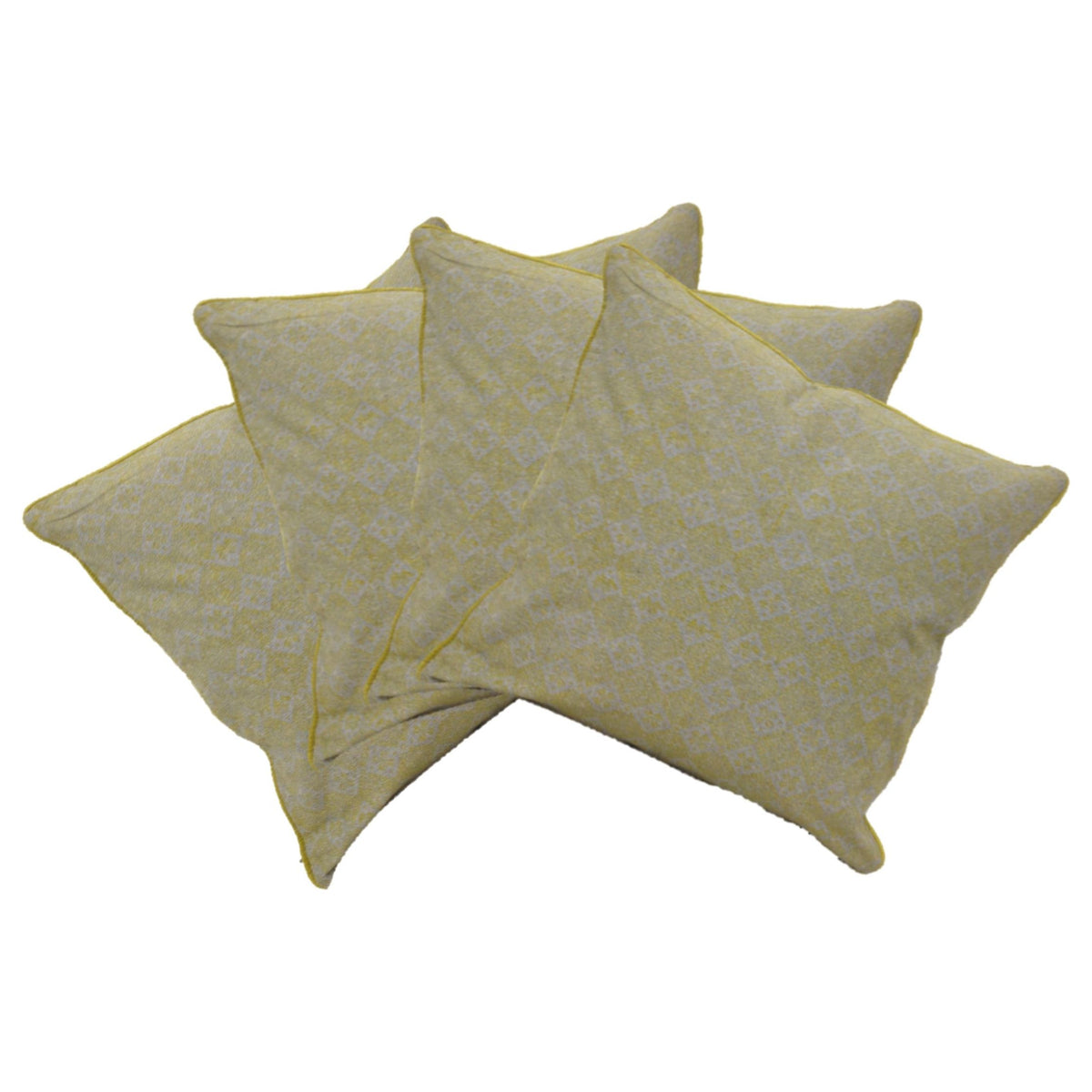 Pack of 4 Azuk Mustard Yellow &amp; Grey 50cm x 50cm Cushion Covers