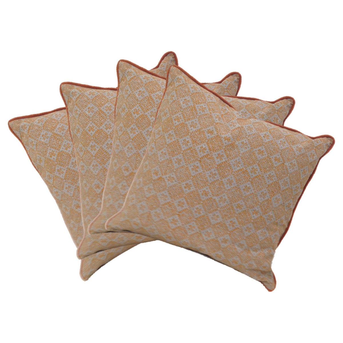 Pack of 4 Azuk Orange &amp; Grey Cushion Covers 50cm x 50cm