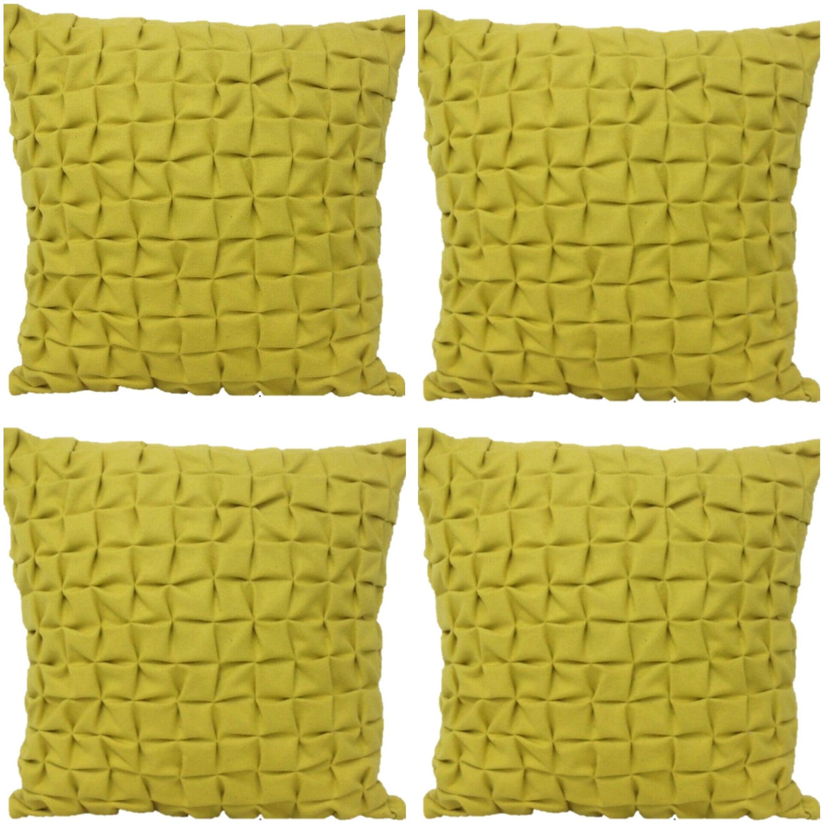 Pack of 4 Flux Mustard Yellow 3D Textured 45cm x 45cm Cushion Covers