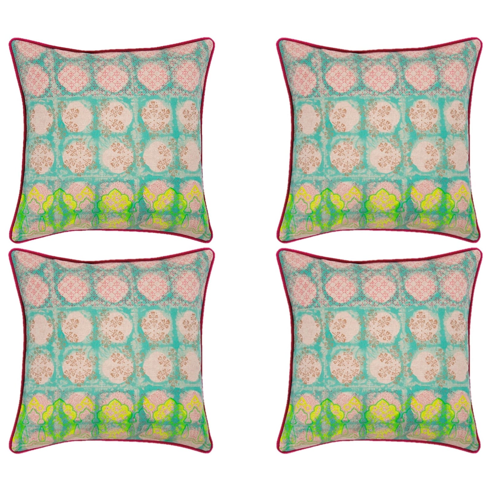 Pack of 4 Avia Fuchsia Cushion Covers Multicoloured Coloured