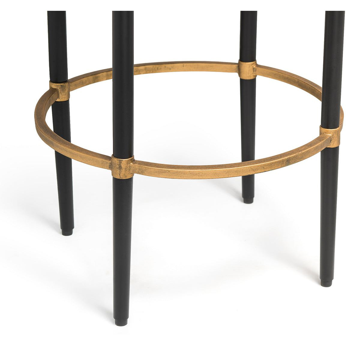 Wooden Round Gold Black Side Table with Finial Legs