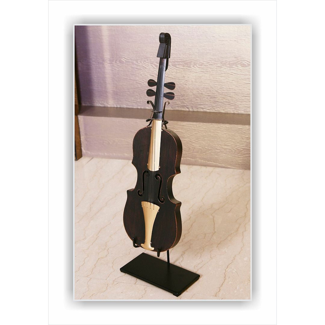 Violin Statue Display Ornament for Home Decor in Copper Finish