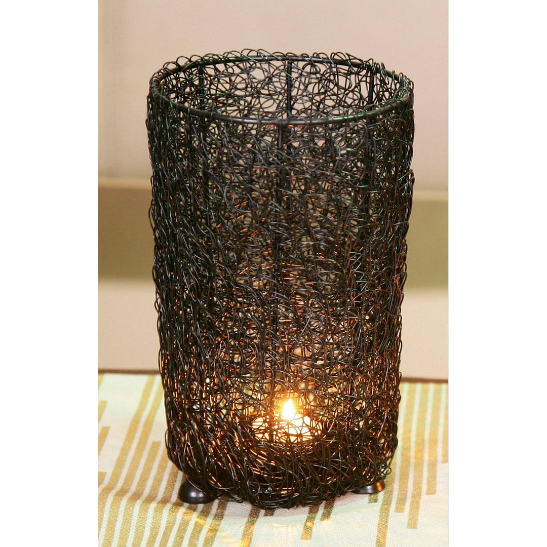 Wired Mesh Tealight Black Candle Holders - Set of 3