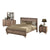 4 Pieces Bedroom Suite King Size Silver Brush in Acacia Wood Construction Bed, Bedside Table & Dresser