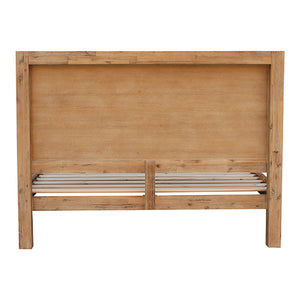 Bed Frame Double Size in Solid Wood Veneered Acacia Bedroom Timber Slat in Oak