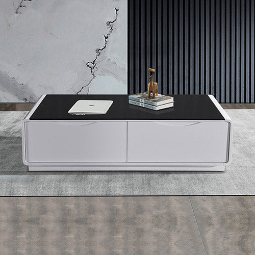 Coffee Table High Gloss Finish MDF Black &amp; White Colour with 2 Drawers Storage