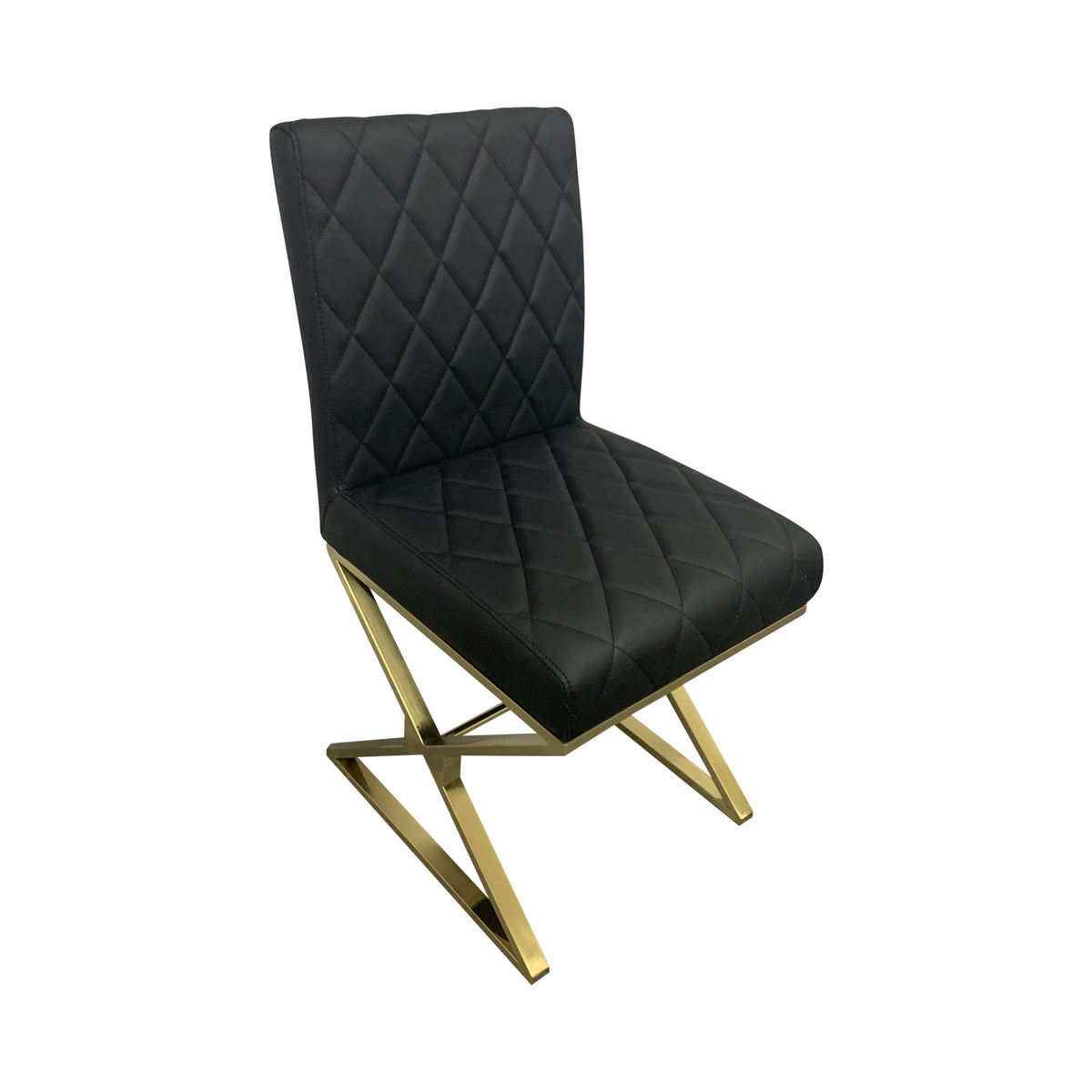 2X Dining Chair Stainless Gold Frame &amp; Seat Black PU Leather
