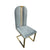 2X Dining Chair Stainless Gold Frame & Seat Blue Fabric