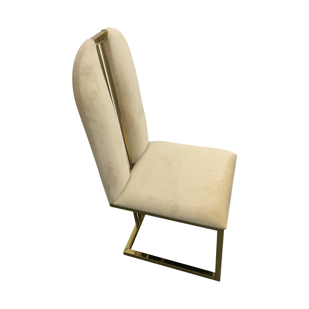 2X Dining Chair Stainless Gold Frame &amp; Seat Beige Fabric