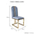 2X Dining Chair Stainless Gold Frame & Seat Blue Fabric