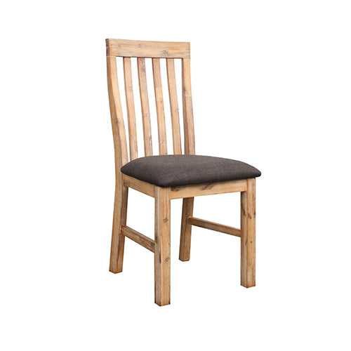 2x Wooden Frame Leatherette in Solid Wood Acacia &amp; Veneer Dining Chairs in Oak Colour