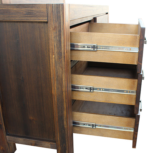 Dresser with 6 Storage Drawers in Solid Acacia & Veneer With Mirror in Chocolate Colour