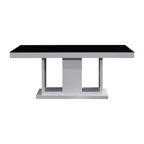 Dining Table in Rectangular Shape High Glossy MDF Wooden Base Combination of Black &amp; White Colour