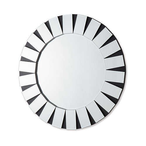 Wall Mirror MDF Construction Round Shape Combination of Black &amp; Silver Colour